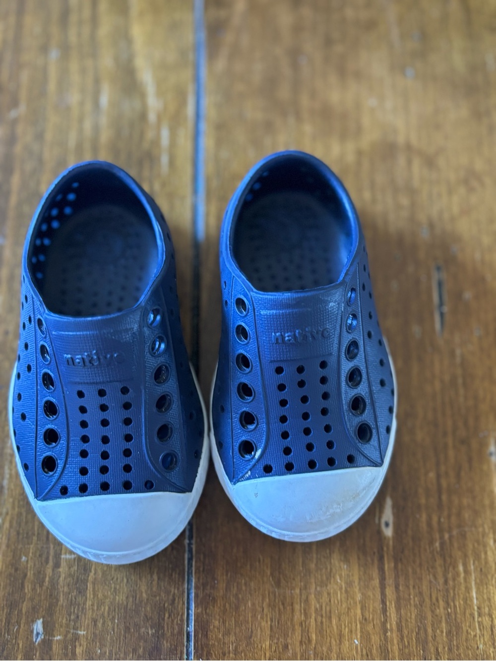 Native Shoes Kids Navy and White Slip-On Water Shoes
